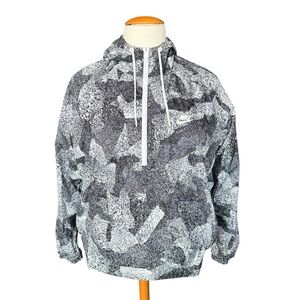 Nike Windbreaker Jacket XL Black White Abstract Camo Half Zip Hoodie Streetwear